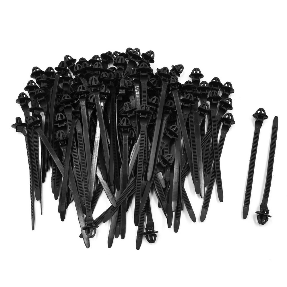 100pcs 5 X 120mm Plastic Push Mount Loop Cable Ties Zip Wire Fastener 