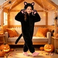thumbnail image 2 of Faraee Kids Halloween Funny Pajamas 2-10 Years Flannel Fleece Black Leopard Hood Cat Costume Girls Boys Animal Cosplay Party One Piece Romper 2T 3T 4T 5T 6T, 2 of 7
