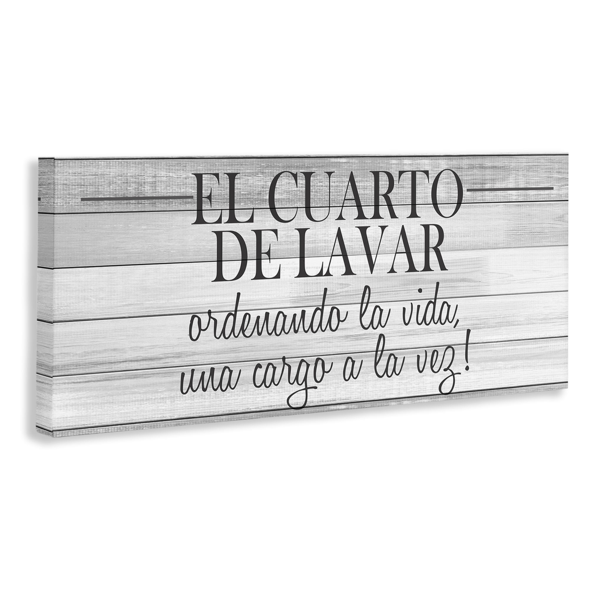 Stupell Industries Cuarto de Lavar Ordenando la Vida Bath & Laundry Painting Wrapped Canvas Art Print Wall Art, 40 x 17
