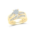 thumbnail image 2 of 10kt Yellow Gold His Hers Round Diamond Cluster Matching Wedding Set 1/2 Cttw, 2 of 5
