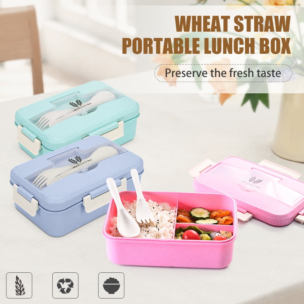 LNKOO Bento Box Japanese Lunch Box, 3-In-1 Compartment, Wheat
