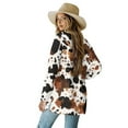 thumbnail image 2 of Garronmavis Women's Open Front Cardigan Jacket with Pockets Plus Size Long Knitted Cardigan Sweaters for Women Draped Jacket Dressy Outfits Brown Cow Print, 2 of 6