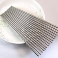 thumbnail image 3 of 2 Pieces Stainless Steel Chopsticks Anti-skip Thread Food Stick Dinner Chopstick Anti-skip Non-slip Home Kitchen Dinner Reusable Chopstick, 3 of 9