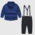thumbnail image 2 of Fesfesfes Kids Fall Outfits Toddler Kids Baby Boys Girl Fashion British Style Lattice Pattern Print Long Sleeves Casual Shirt Overalls Suit, 2 of 9