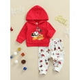 thumbnail image 3 of Seyurigaoka Unisex Babies Christmas 2Pcs Clothes Set, Red Hoodie and Printed Pattern Trousers, 3 of 9