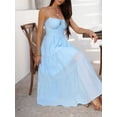 thumbnail image 6 of Women's Smocked Tiered Maxi Cami Dress with Sheer Overlay 70% Lyocell 30% Polyamide for Elegant Summer Events Today, 6 of 20