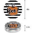 thumbnail image 1 of FMSHPON Halloween Boo Bats and Pumpkin Black Stripes Set of 8 Round Coaster for Drinks, Absorbent Ceramic Stone Coasters Cup Mat with Cork Base for Home Kitchen Room Coffee Table Bar Decor, 1 of 6