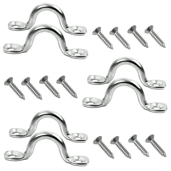 KNOX Pad Eye Loops for Bimini Tops, 316 Stainless Steel, Tie Down Loop, Boat Deck Saddle, Bimini Hardware Fitting, Tie Down Anchor Point, Footman's Loop, Eye Straps for Kayak and Canoe Rigging 6-Pack