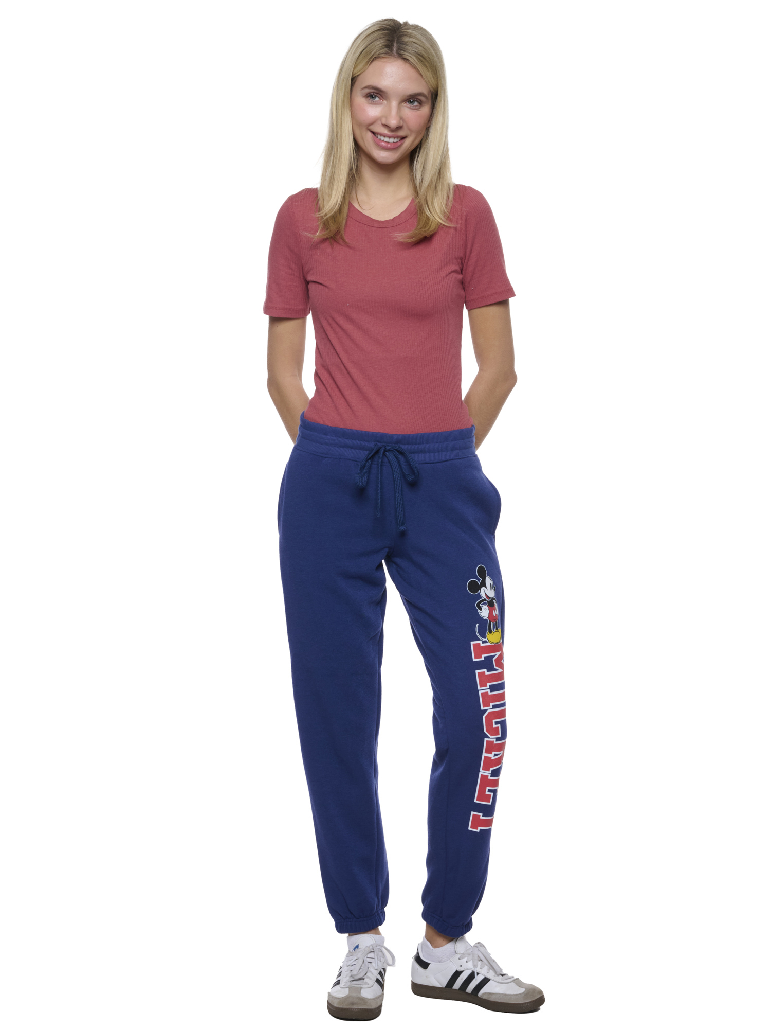 Womens Disney Mickey Mouse Jogger Pants Lounge Wear Pockets