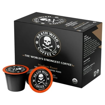 Death Wish Coffee, Medium Roast, Fair Trade, , Coffee Pods, 18ct