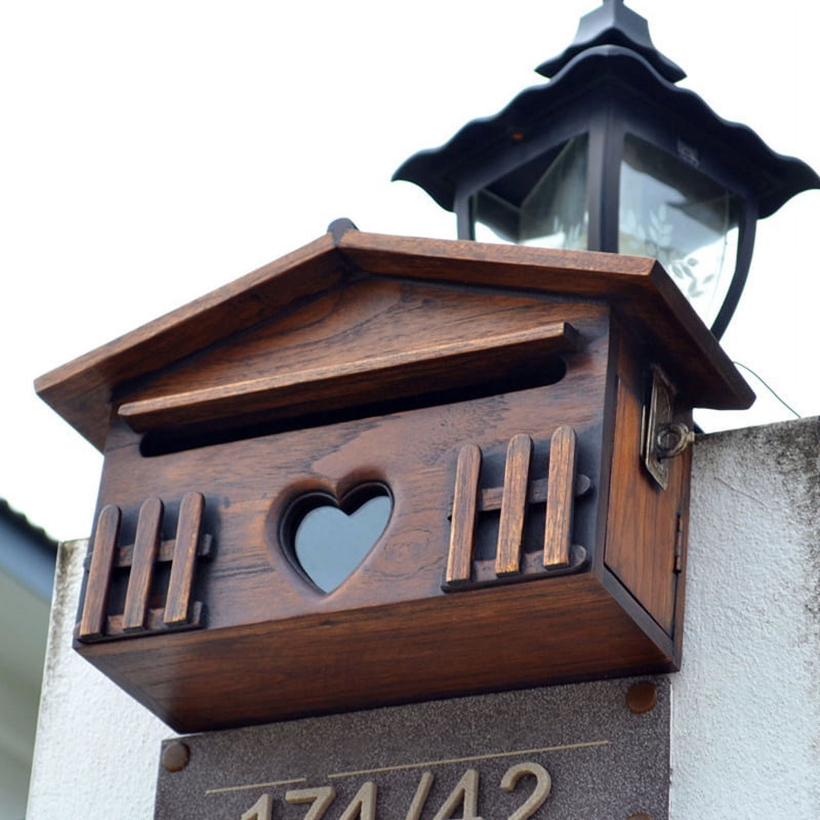 Retro Wooden Post Box Mailbox Outdoor Rainproof for Office Supplies