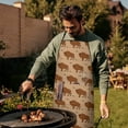 thumbnail image 4 of Brown Buffalo Pattern Apron-Garden Aprons for Women with Pockets-Cotton Linen Waterproof Kitchen Cooking Gardening Aprons Adjustable for Kitchen,Cooking,BBQ and Salon 33x27 Inch, 4 of 7