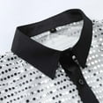 thumbnail image 3 of VSSSJ Men's Shiny Sequin Shirt Sparkling Long Sleeve Button Down Collar Slim Fit Party Nightclub Tops White XXXL, 3 of 7