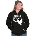 thumbnail image 4 of Guess What Chicken Funny Sarcastic Unisex Fleece Graphic Zip Up Hoodie Brisco Brands 2X, 4 of 5