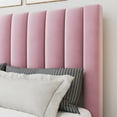 thumbnail image 3 of Amolife Full Size Platform Bed Frame with Upholstered Velvet Channel Headboard, Pink, 3 of 10