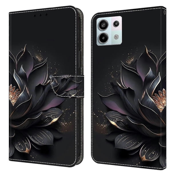 For Xiaomi Redmi Note 13 Pro 5G/Poco X6 5G Case 3D Pattern Flip Wallet PU Leather Phone Cover Lotus