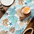 thumbnail image 3 of Ocean Coral Table Runner 70 Inches, Summer Coastal Marine Seaweed Starfish Watercolor Bed Runner Dresser Scarves Tabletop for Indoor Outdoor Parties/Ceremony/Banquet, 13" x 70", 3 of 9