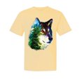 thumbnail image 1 of Wild Bobby, Earth Wolf Trees Mountains Nature, Animal Lover, Garment-Dyed Washed Look Short Sleeve T-Shirt, Banana, 2XL, 1 of 3