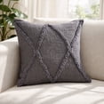 thumbnail image 2 of Ox Bay Sara 20" x 20" Dark Gray Shag Diamond Cotton Adult Decorative Throw Pillow, 2 of 7