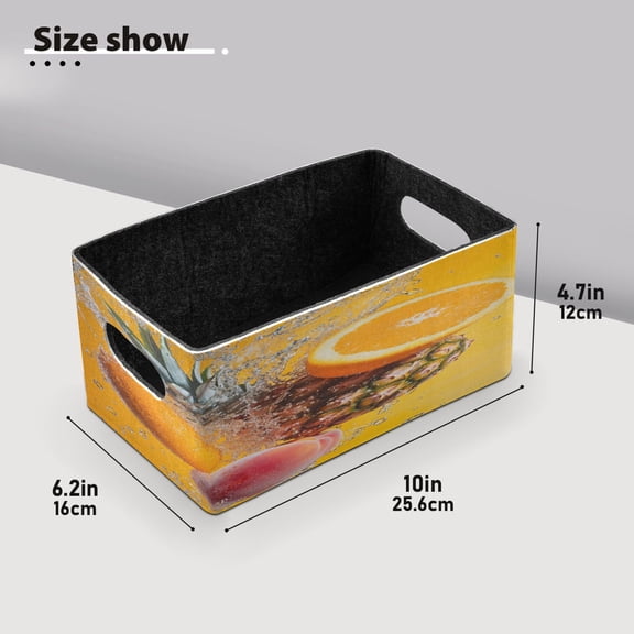 BZSMCE Shelf Baskets Pineapple Orange with Water Splash Pattern Storage Cube Bins 10.1*6.3*4.7in Set of 2