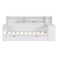 thumbnail image 6 of Wooden Twin Size Daybed with Storage Shelves, Multi-functional Bed with Two Storage Drawers and Study Desk, Antique White, 6 of 9