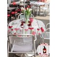 thumbnail image 4 of Outdoor Tablecloth with Umbrella Hole and Zipper, Red Gnomes Valentine's Day Round Table Cloth 60 Inch Waterproof Tablecloth, Love Heart Roses Vintage Picnic Table Cover for Patio Camping, 4 of 7