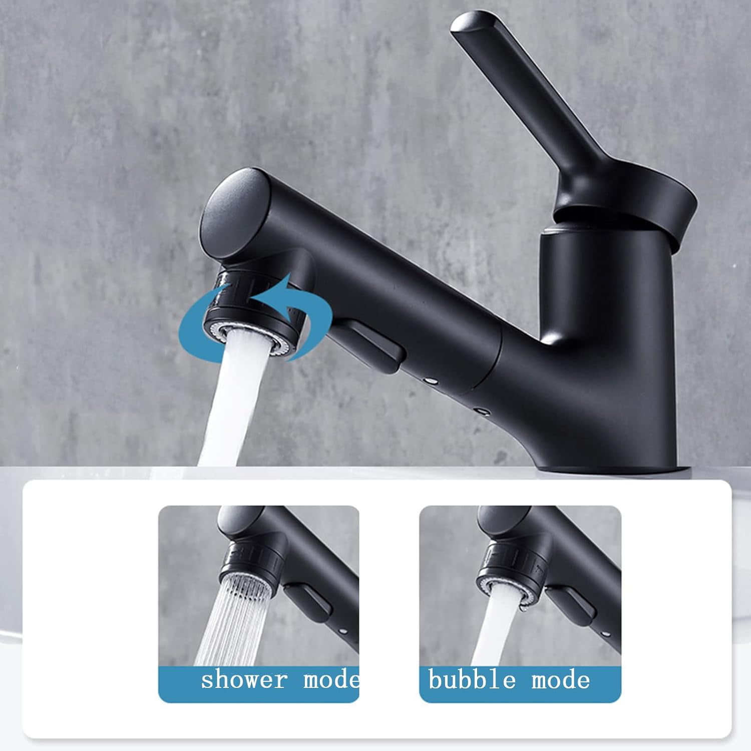 Bathroom Sink Faucet with Pull Down Sprayer Dual Mode Brass hot and Cold Single Handle Single Hole Retractable Faucet, for Bathroom,Paint