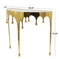 thumbnail image 4 of DecMode 36" x 32" Gold Aluminum Metal Half Moon Drip Abstract Console Table with Melting Designed Legs and Black Glass Top, 1-Piece, 4 of 14