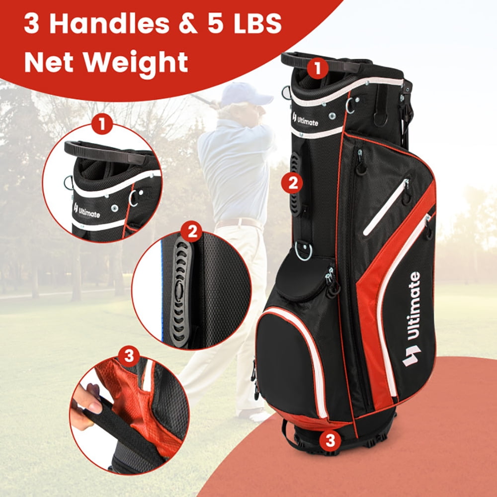 Resenkos Golf Carry Bag,Golf Stand Bag,Lightweight Golf Stand Bag with 14 Way Top Dividers and 6 Pockets-Red Resenkos Golf Carry Bag,Golf Stand Bag,Lightweight Golf Stand Bag with 14 Way Top Dividers and 6 Pockets-Red