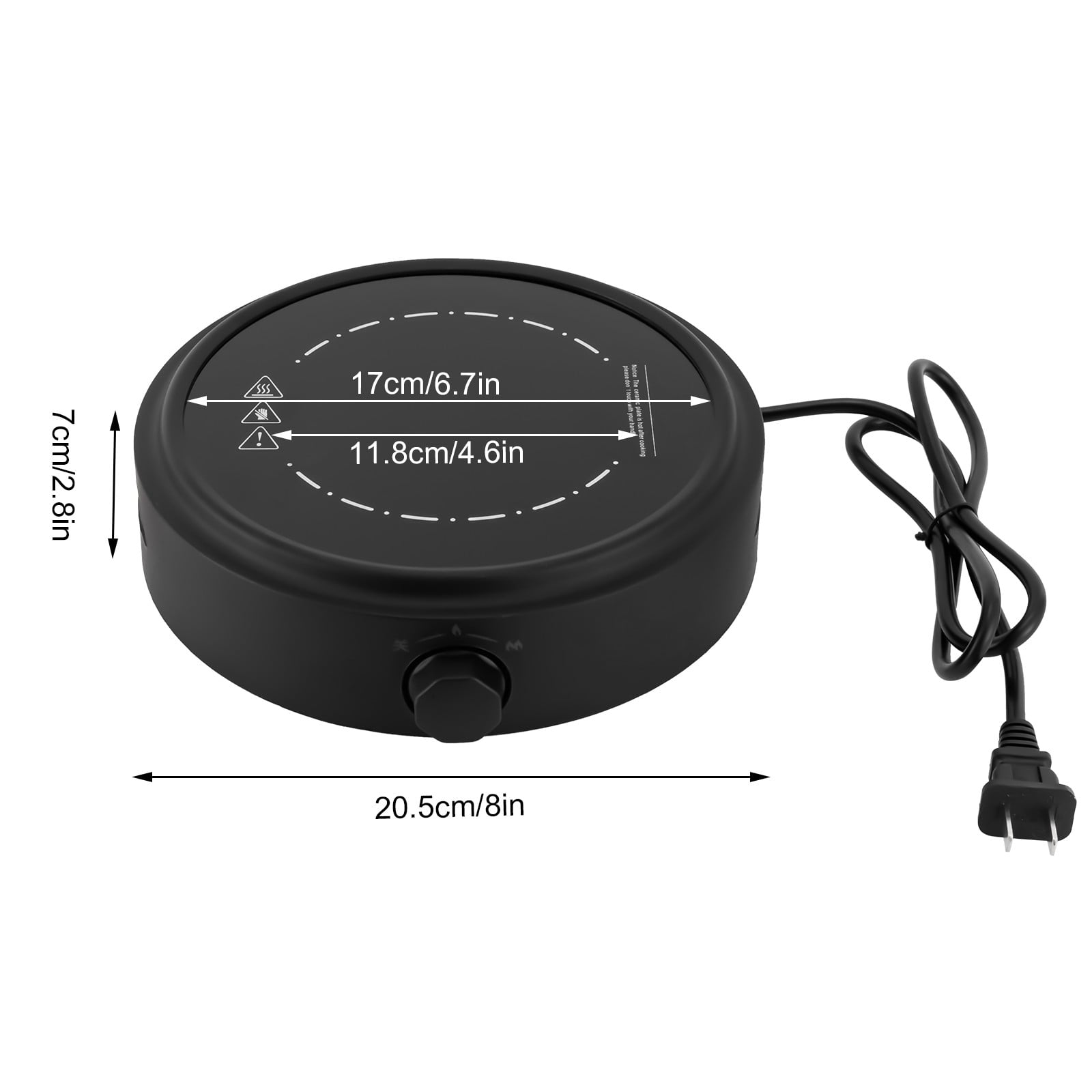 Modern Round Black Portable Electric Mini Hot Plate 700W 110V for Boiling Water Making Tea & Coffee