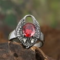 thumbnail image 2 of HIJONES Men's Round Gemstone Stainless Steel Ring Vintage Personalized Hip Hop Jewelry Red Size 7, 2 of 4