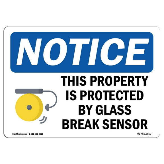 OSHA Notice Signs - This Property Is Protected By Sign With Symbol | Decal | Protect Your Business, Work Site | Made in the USA