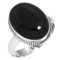 925 Silver Ring For Women - Teens Genuine Black Onyx Stone Silver Ring Size 7 July Birthstone Fashion Silver Ring Size 7 Gift For Wife On Engagement 925 Silver Jewelry With Gemstone