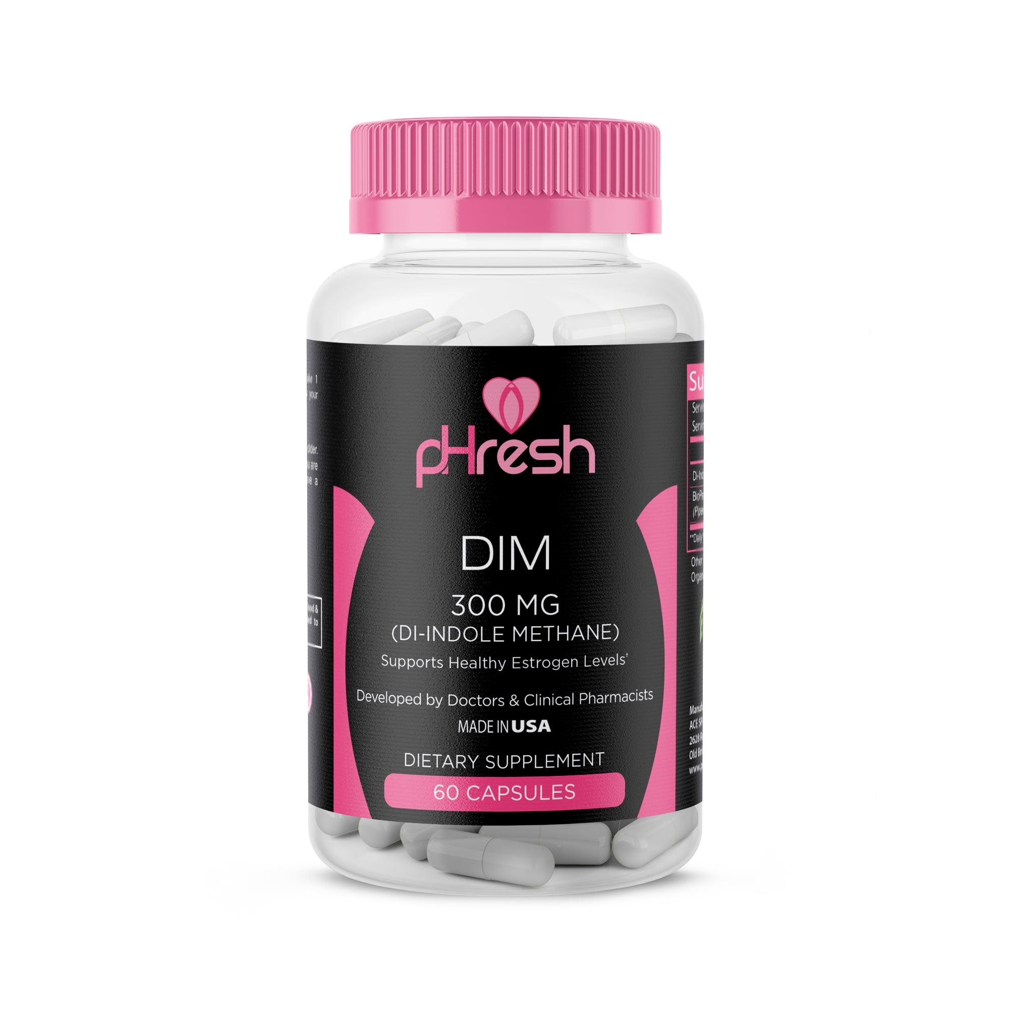 pHresh DIM Supplement Women Estrogen Balance Support 300 mg GlutenFree Diindolylmethane