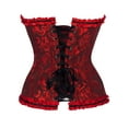 thumbnail image 6 of DODOING Women Satin Lace Sexy Bustier Corset Basque Lace Up Lingerie G-string Set S-6XL, 6 of 6