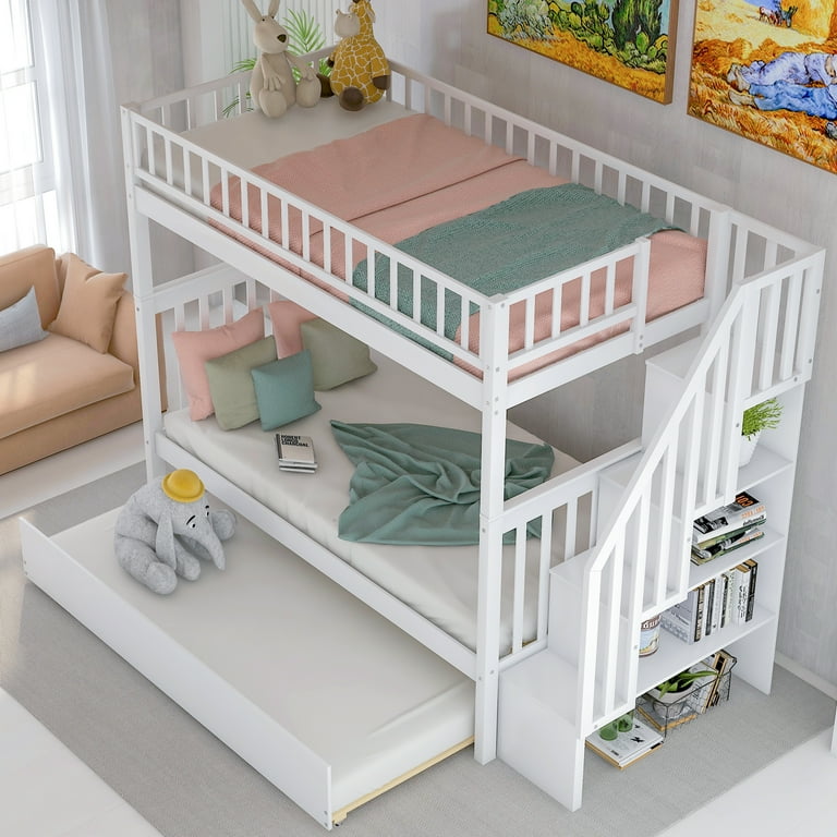 Hazzard twin over full bed with trundle store and shelves