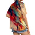 thumbnail image 5 of Stralyhd Womens Shirts Summer Short Sleeve Button Up Colorful Brushstroke Print Top Beach Vacation Trendy Shirt Loose Comfy Y2k Blouse Orange L, 5 of 5