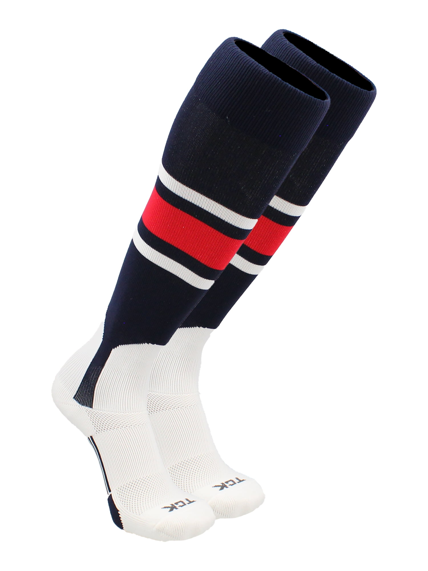 Baseball Stirrup Socks Pattern E (Navy/White/Scarlet, Medium) Navy