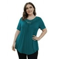 thumbnail image 2 of FOLUNSI Women's Plus Size Summer Tops Short Sleeve Lace Pleated Blouses Tunic Tops M-4XL, 2 of 6