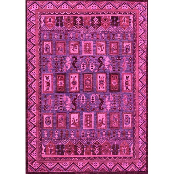 Ahgly Company Indoor Rectangle Abstract Pink Modern Area Rugs, 2' x 3'