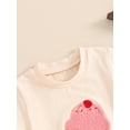 thumbnail image 3 of Suealasg Toddler Girl Boy 2 Piece Summer Outfits 6M 1T 2T 3T 4T Kids Baby Cute Clothes Ice Cream Embroidery Short Sleeve T-Shirt and Elastic Shorts Set, 3 of 6