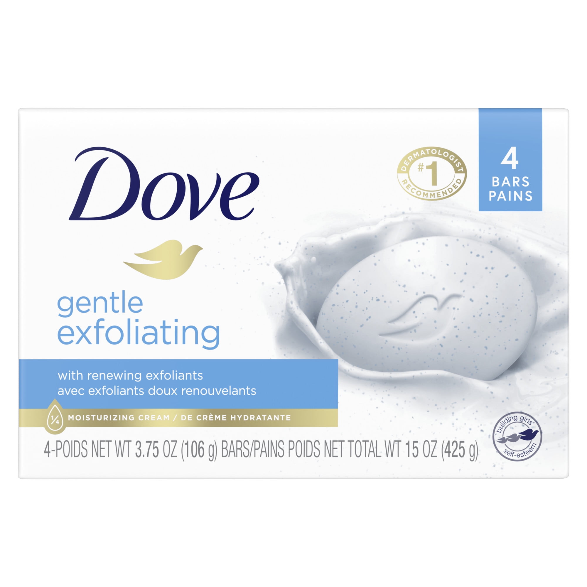 Dove Beauty Bar Gentle Exfoliating With Mild Cleanser, 3.75 oz, 4 Bars
