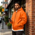 thumbnail image 6 of Full Zip Hooded Sweatshirt for Men Big Size Casual Hoodie Jacket Multi Pocket Athletic Outerwear Orange 3XL, 6 of 7