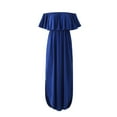 thumbnail image 3 of Womens Off The Shoulder Ruffle Strapless Maxi Dress Casual Side Split Beach Cocktail Long Maxi Dresses with Pockets, 3 of 4