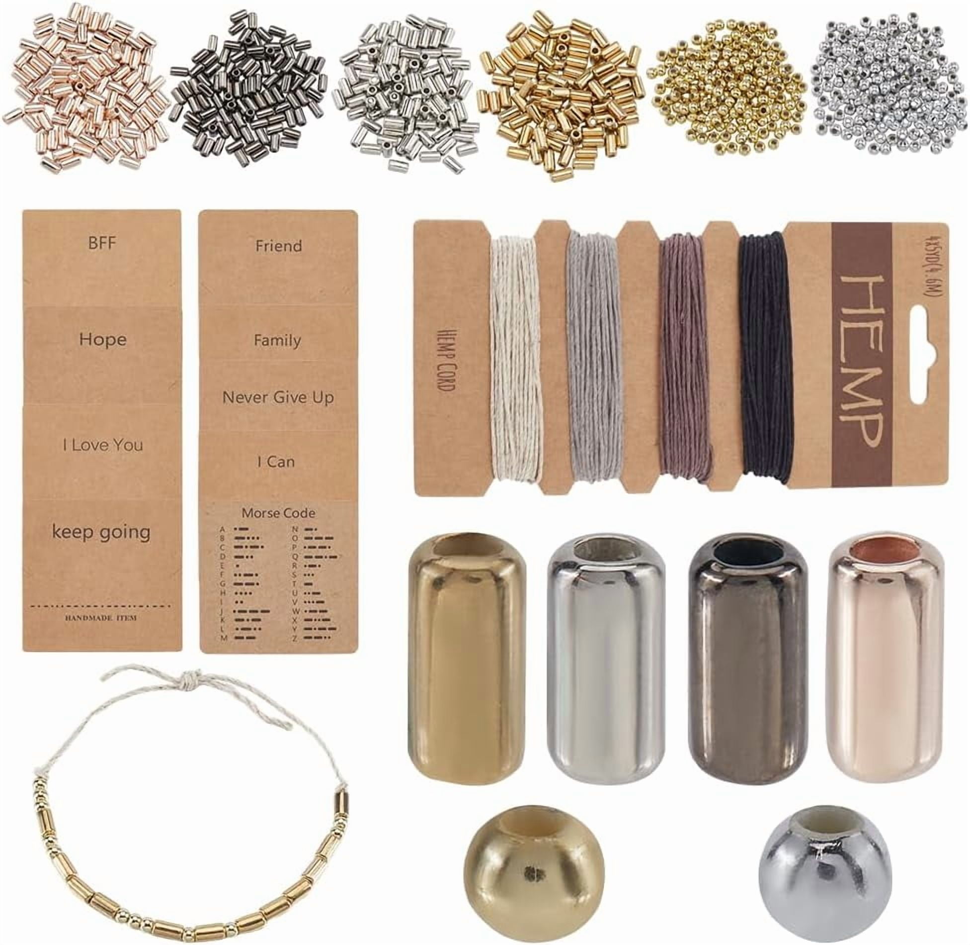 Kit DIY Bracelet Code Morse SUNNYCLUE - 1230 Pièces, Perles, Cartes Kraft, Cordon Coton