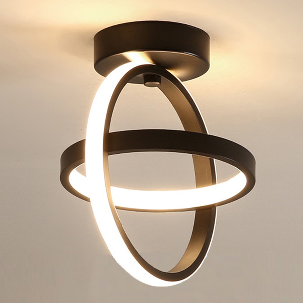 ADISUN Led Ceiling Light Fixture,Black Circle Modern Led Ceiling Lamp for Hallway Bedroom Kitchen Bathroom Cloakroom Balcony (Warm White)