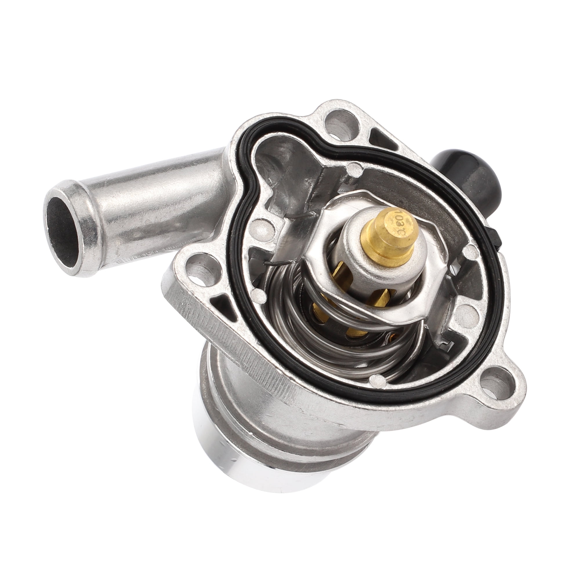 A-Team Performance Thermostat Housing 45° Swivel Polished Water Neck Compatible With Chevrolet SBC BBC Small Block Big Block Chevy 283 302 305 327 350 383 396 427 454 502 - Southwest Performance Parts