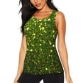 thumbnail image 1 of Balery Green Glitter Sparkle Camiseta sin mangas estampada ligera para mujer, tops de entrenamiento sin mangas, camisetas de yoga transpirables de secado rápido.-Large, 1 of 7
