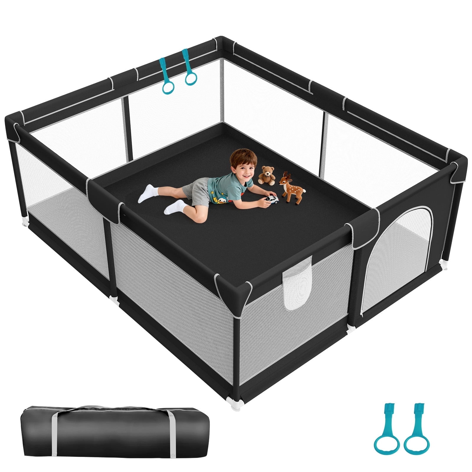 Extra-Large Baby Playpen, Sturdy Safety Play Yard, Portable Activity Center for Babies and Toddlers, 71x79 inch, Black