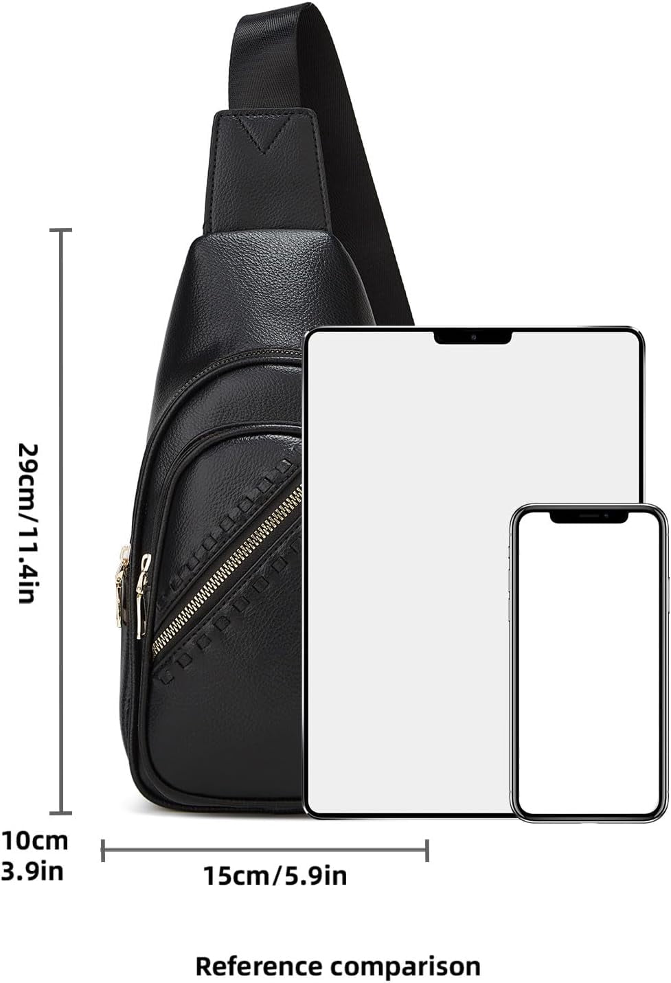 Small Sling Bag for Women, Vegan Leather Fanny Pack Crossbody Bags for Women, Chest Bag With Wide Strap
